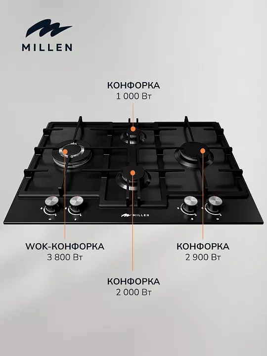Газовая варочная панель MILLEN MGHGD 6501 BL