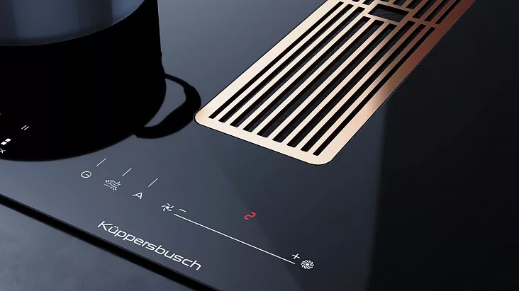 Индукционная варочная панель с вытяжкой Kuppersbusch KMI 8590.0 SR Copper