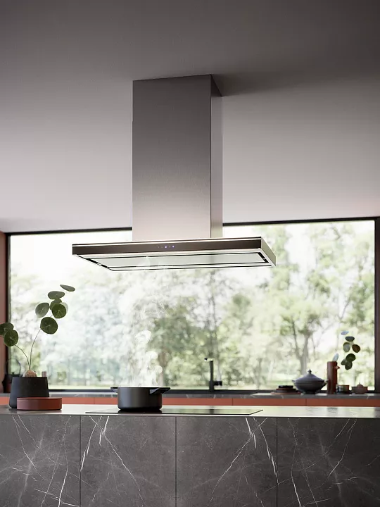 Островная Т-образная вытяжка Falmec LUMINA NRS ISOLA BLACK 90