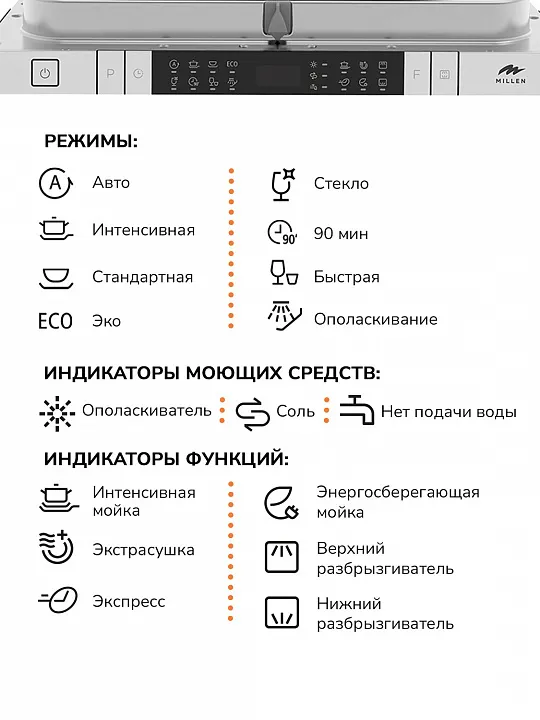 Встраиваемая посудомоечная машина MILLEN MDW 452