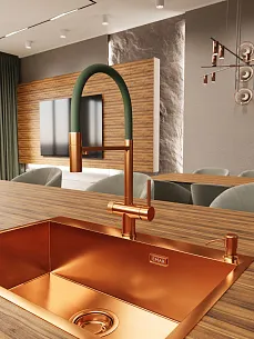 Смеситель для кухни EMAR ЕС - 7024GRN PVD Coppery