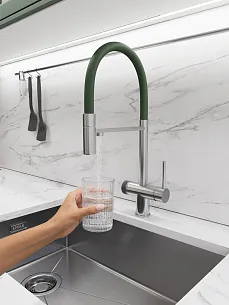 Смеситель для кухни EMAR ЕС - 7024GRN Satin