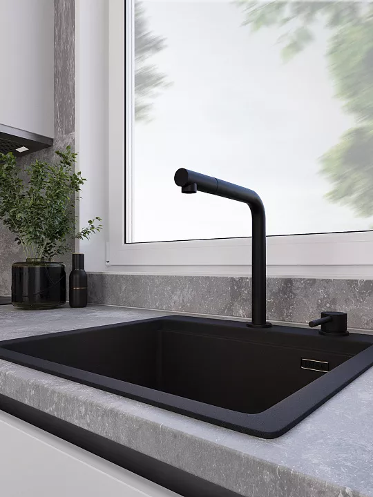 Смеситель для кухни EMAR ЕС - 7027 Black