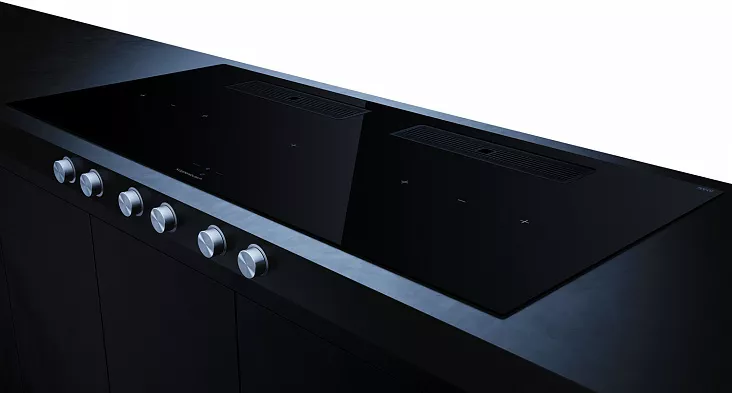 Индукционная варочная панель с вытяжкой Kuppersbusch KMI 12850.0 SR-E Black Velvet