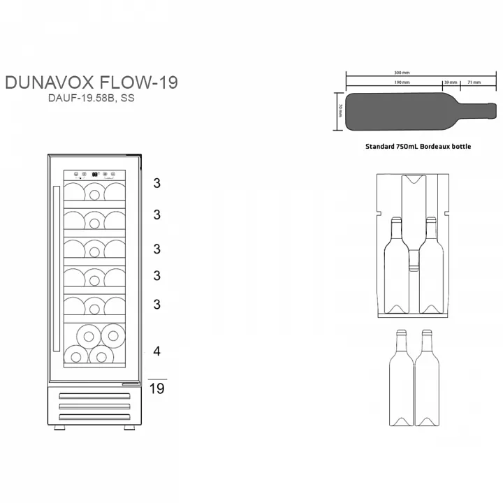 Винный шкаф Dunavox DAUF-19.58B