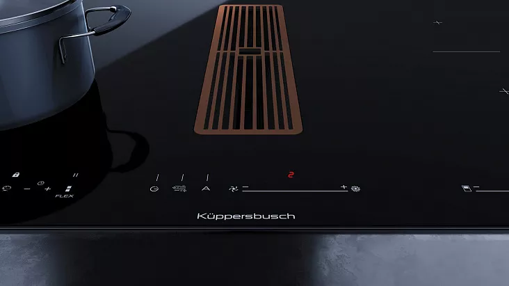 Индукционная варочная панель с вытяжкой Kuppersbusch KMI 8590.0 SR Copper