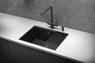 Кухонная мойка GRANULA KS-6045U, Черный матовый