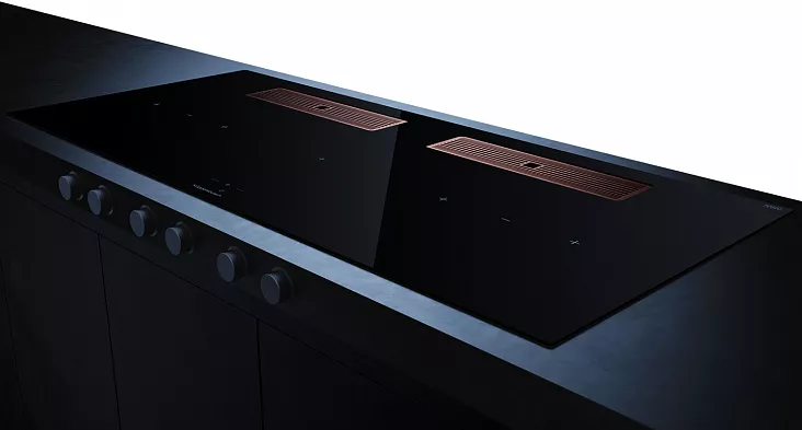 Индукционная варочная панель с вытяжкой Kuppersbusch KMI 12850.0 SR-S Copper