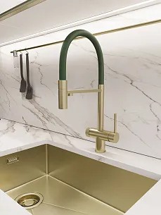 Смеситель для кухни EMAR ЕС - 7024GRN Matt Gold