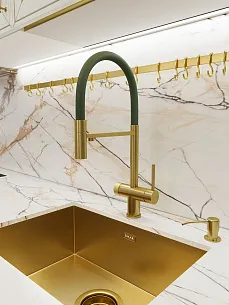 Смеситель для кухни EMAR ЕС - 7024GRN PVD Golden