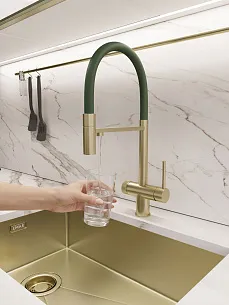 Смеситель для кухни EMAR ЕС - 7024GRN Matt Gold